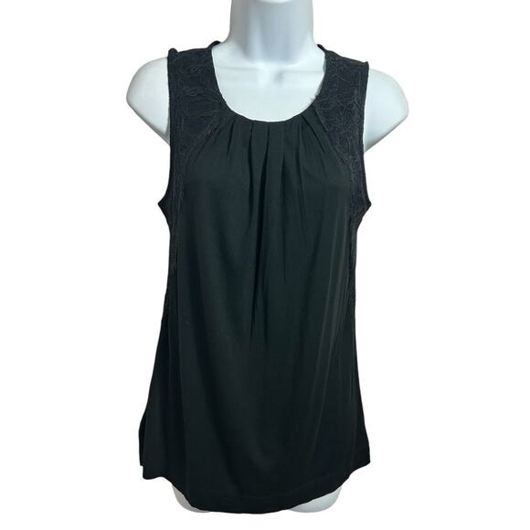 Ann Taylor LOFT Black Blouse Sleeveless Blouse Sz XS Lace Overlay Top - Picture 7 of 7